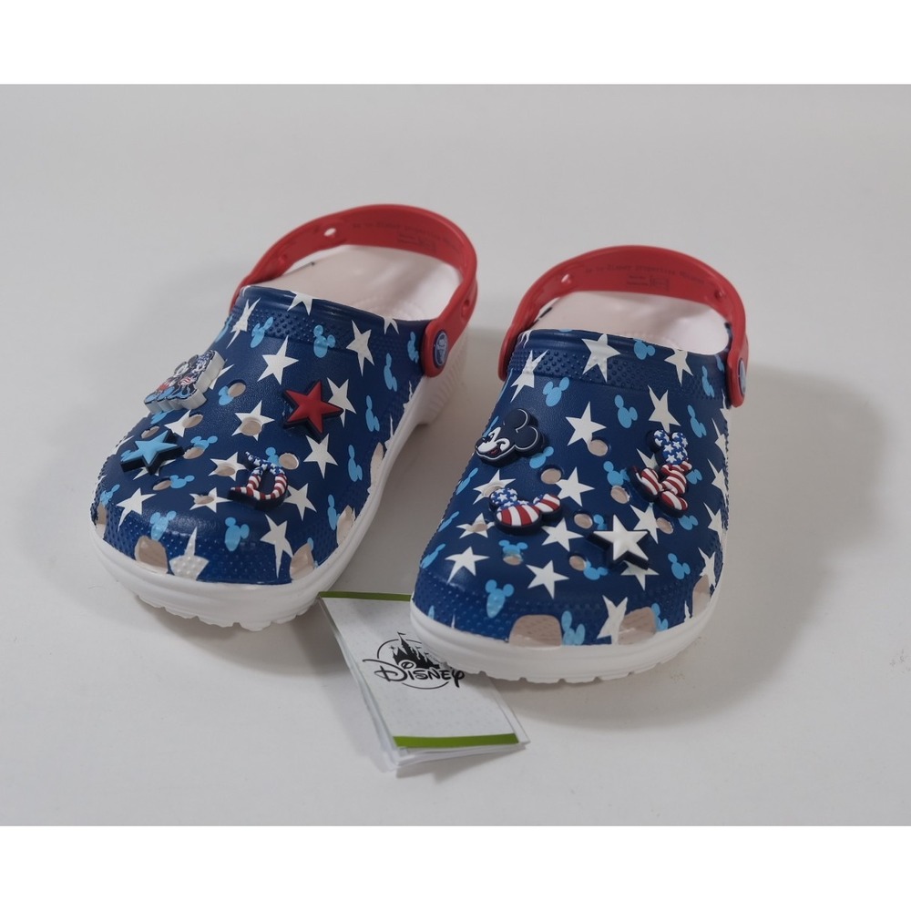 Crocs Clogs Women 8 Blue Classic Americana II Disney Mickey Mouse Stars